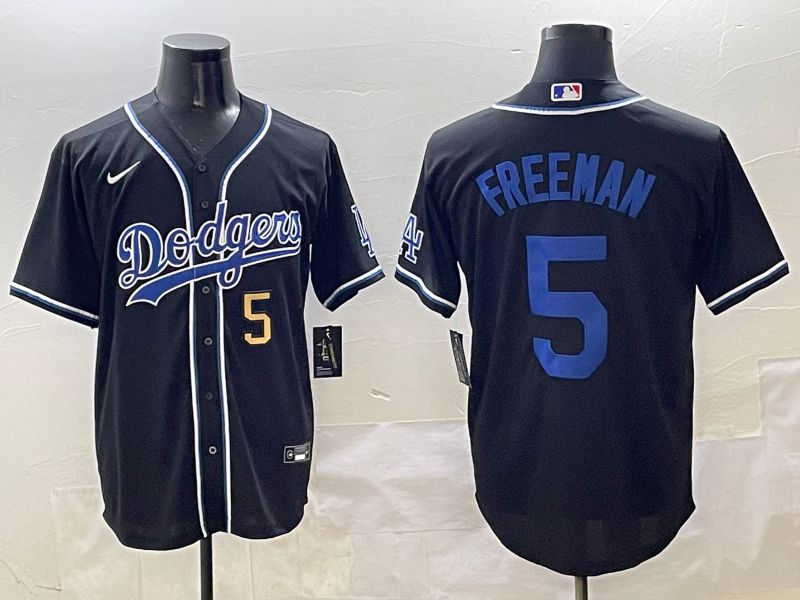 Men 2025 Los Angeles Dodgers #5 Freeman Black Three generations Fashion Nike MLB Jersey style 12